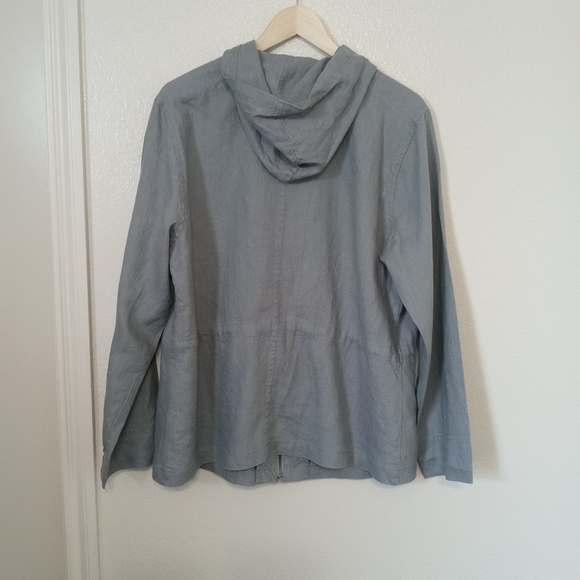 Saint Tropez West Long Sleeve Gray Jacket Full Zip Hoodie 100% Linen - Picture 10 of 11